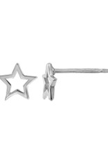Sterling Silver Open Star Stud Earrings 5.5mm