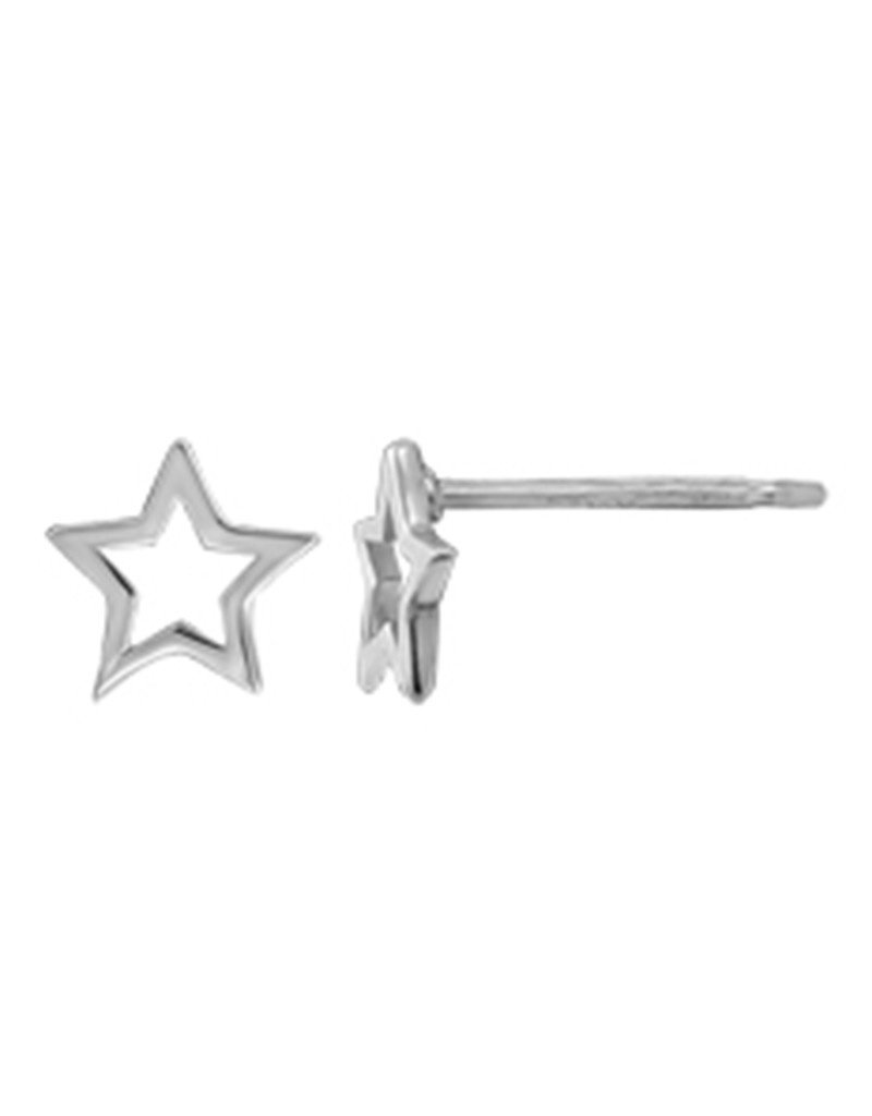 Sterling Silver Open Star Stud Earrings 5.5mm