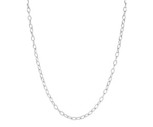 Sterling Silver Oval Rope Link Chain Necklace 18