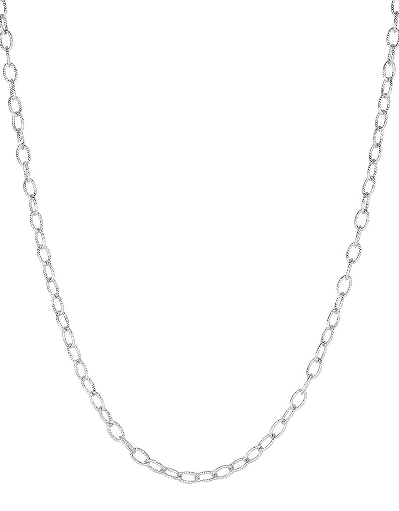 Sterling Silver Oval Rope Link Chain Necklace 18"