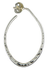Sterling Silver Oval Hammered Post Earrings 25mm