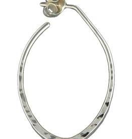 Oval Hammered Post Earrings 25mm