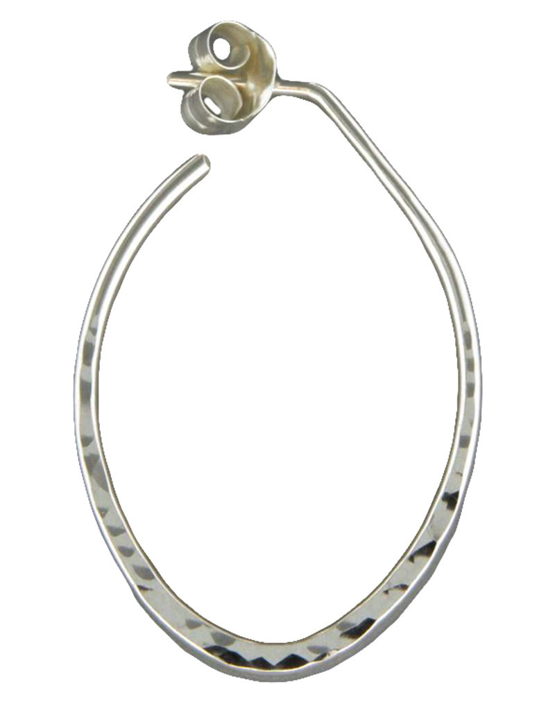 Sterling Silver Oval Hammered Post Earrings 25mm