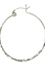 Sterling Silver Hammered Hoop Earrings 38mm