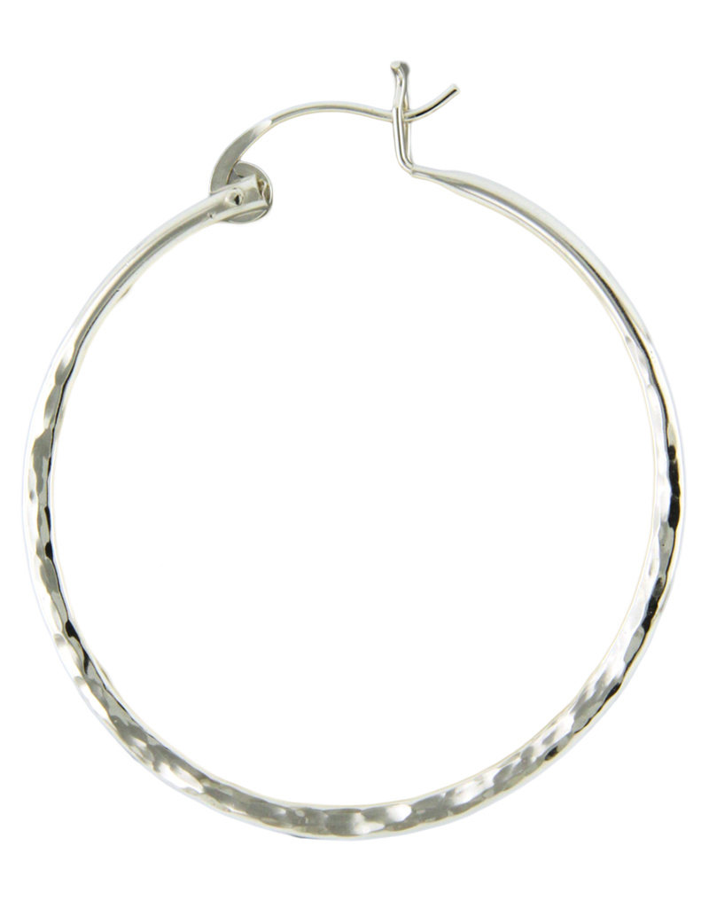 Sterling Silver Hammered Hoop Earrings 38mm