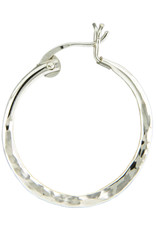 Sterling Silver Hammered Hoop Earrings 22mm
