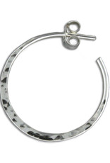 Sterling Silver 3/4 Hoop Hammered Post Earrings 25mm