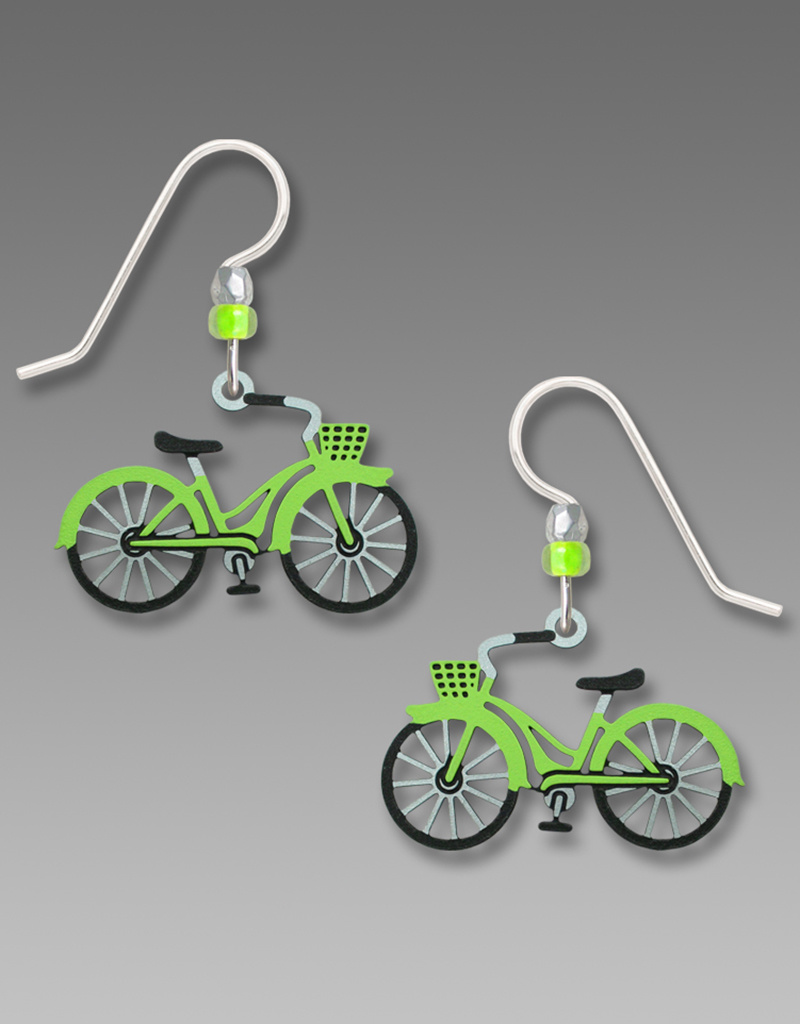 Lime Green Bike Earrings