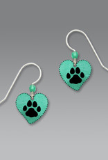 Turquoise Heart Earrings with Paw Print