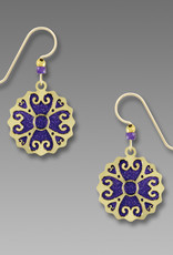 Purple with Brass Overlay Earrings