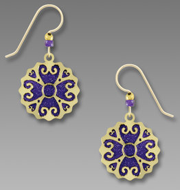Purple with Brass Overlay Earrings