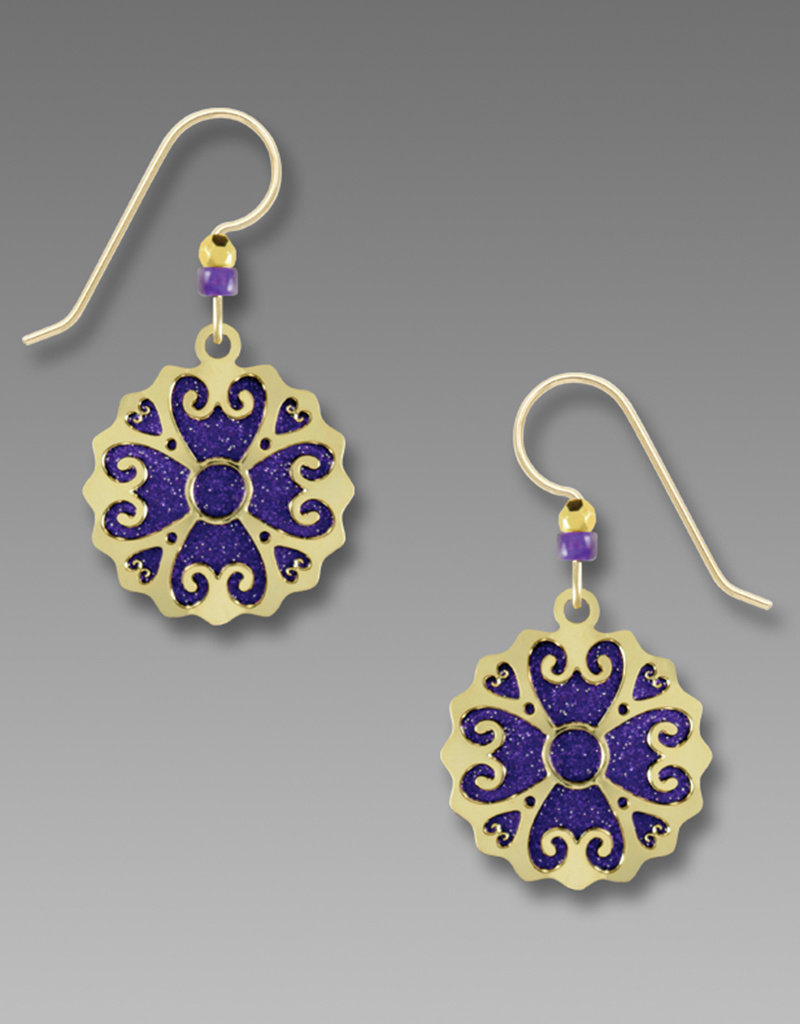 Purple with Brass Overlay Earrings