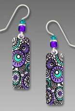 White Column Earrings with Lavender Circles