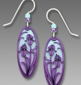 Oval Purple Iris Earrings