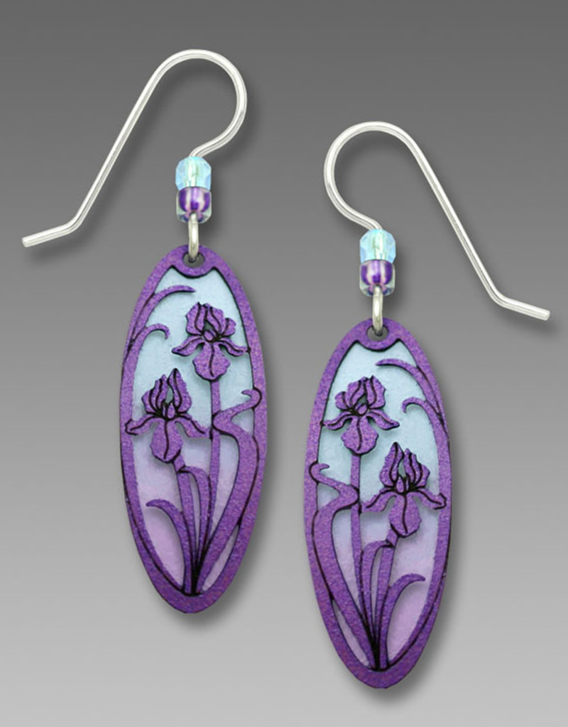 Oval Purple Iris Earrings