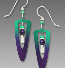 Teal to Violet Open Trowel Earrings