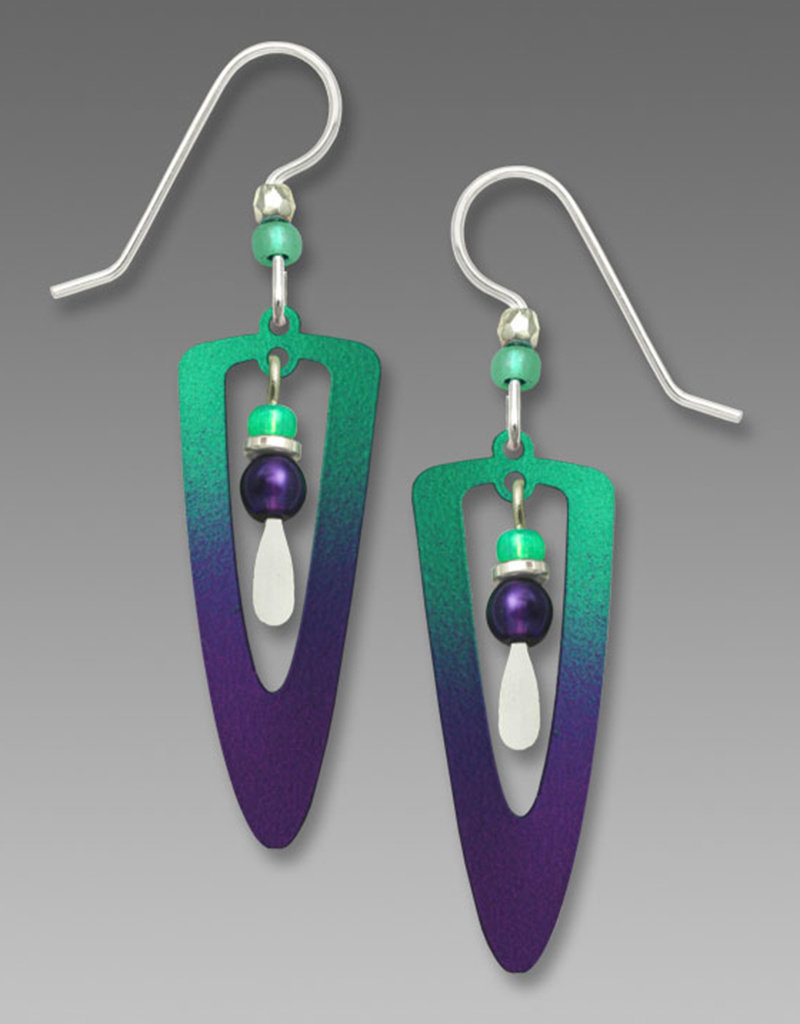 Teal to Violet Open Trowel Earrings