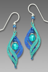 Blue and Teal 2-Part Double Curve Earrings