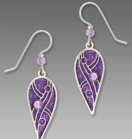 Purple Teardrop Earrings with Overlay