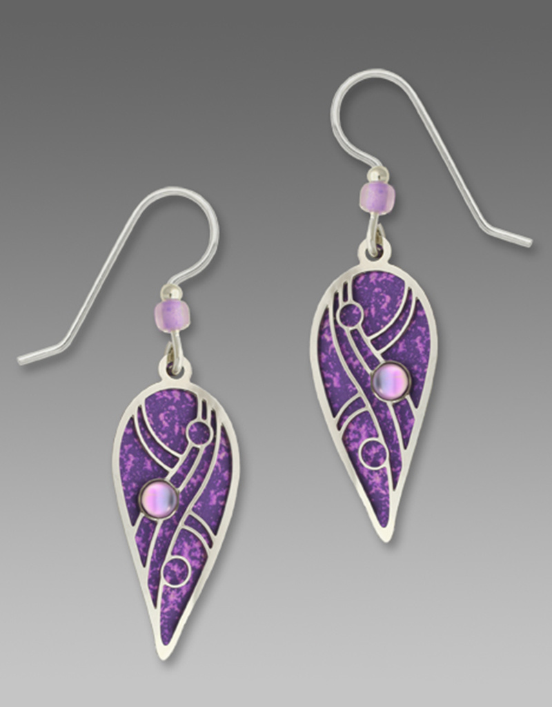 Purple Teardrop Earrings with Overlay