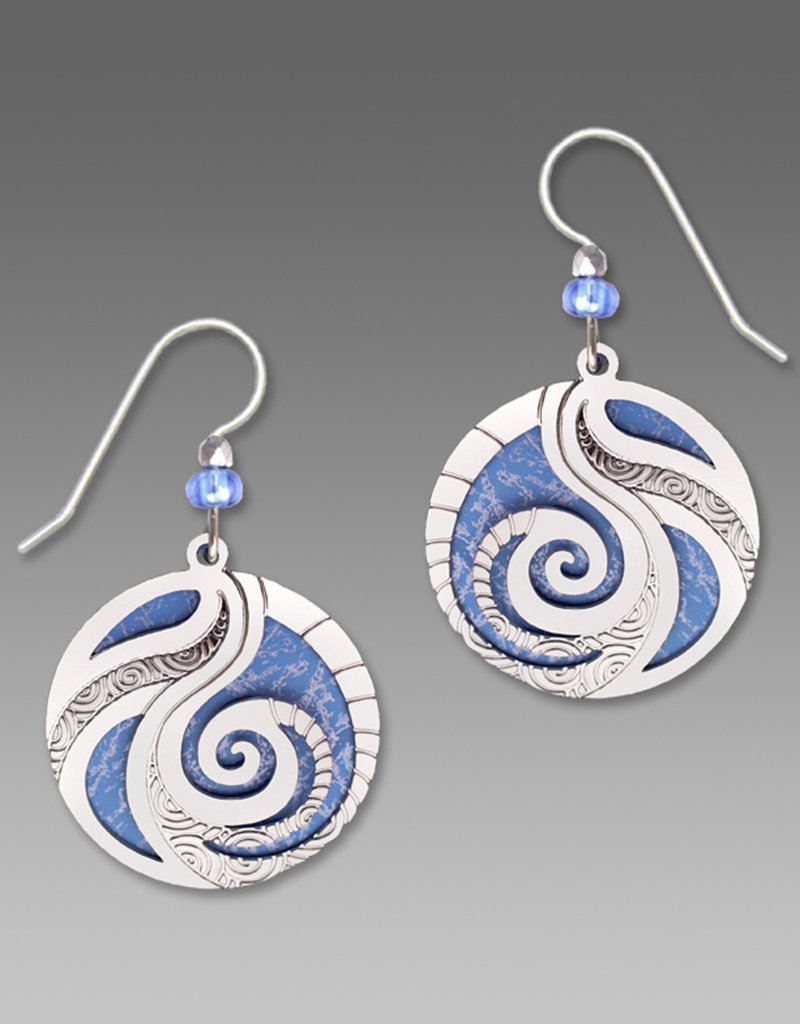 Periwinkle Disk Earrings with Spiral Overlay