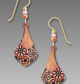 Rosy Necktie Earrings with Floral Design