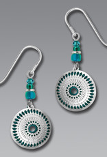 Etched Disk Overlay Earrings with Teal Backer