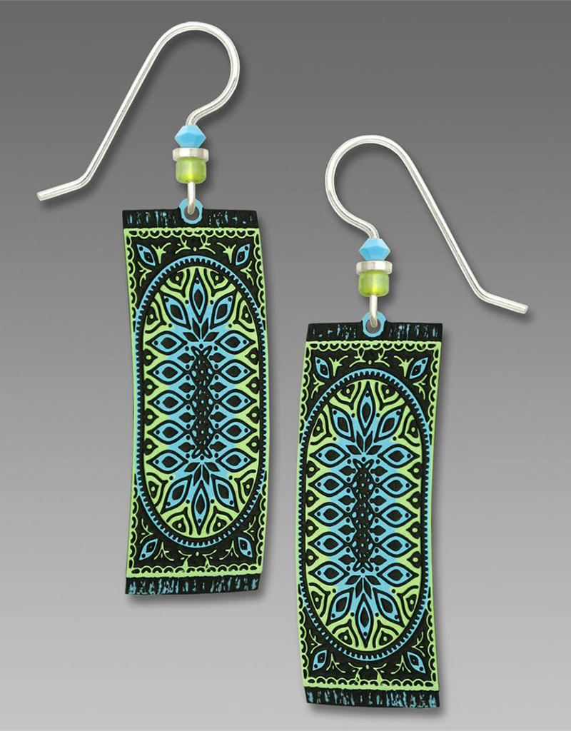 Green and Sky Blue Persian Rug Earrings