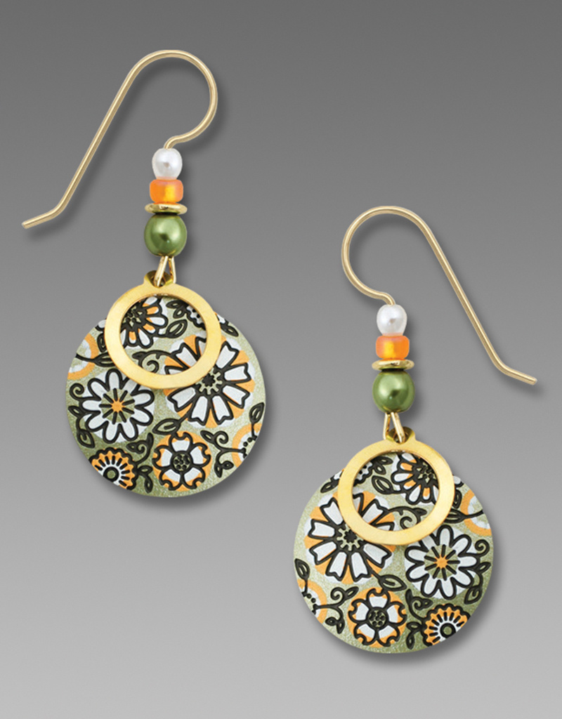 Olive Apricot Floral Earrings