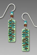 Soft Apple Green Column with Amber & Turquoise Fern Leaf Earrings