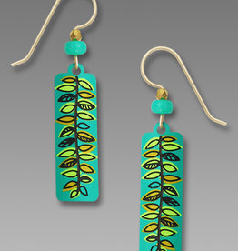 Turquoise Column with Fern Leaves Earrings