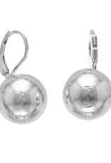 Sterling Silver 14mm Ball Leverback Earrings