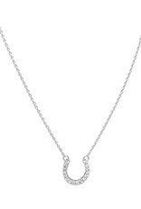 Sterling Silver Horseshoe CZ Necklace 16"