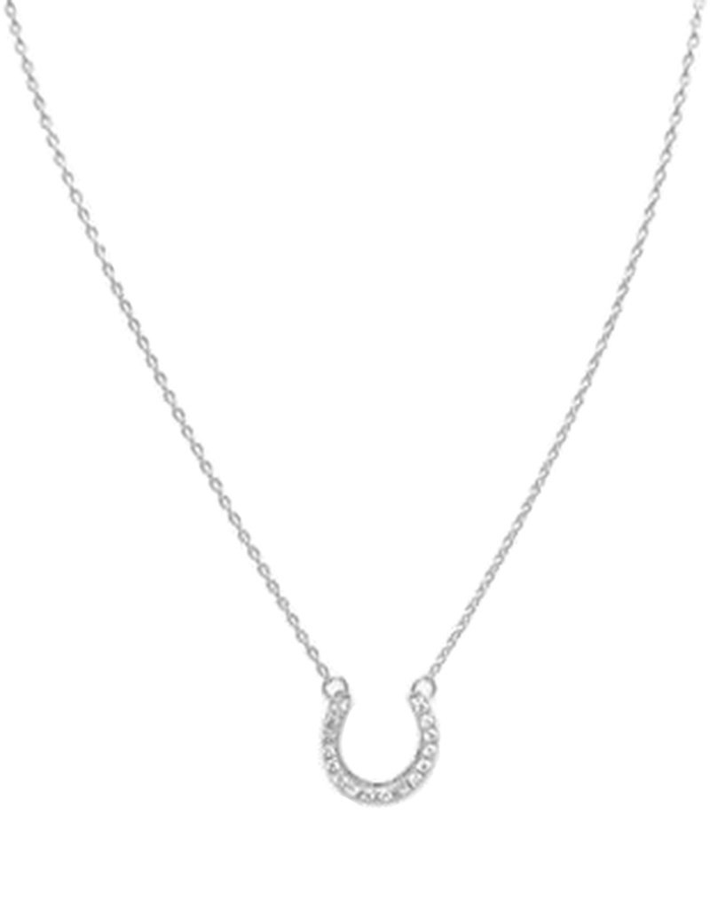 Sterling Silver Horseshoe CZ Necklace 16"