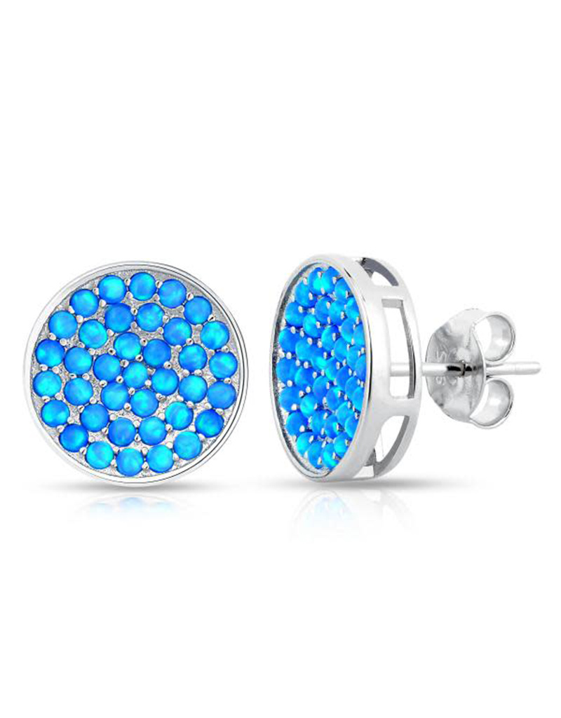Round Opal Post Earrings 12mm