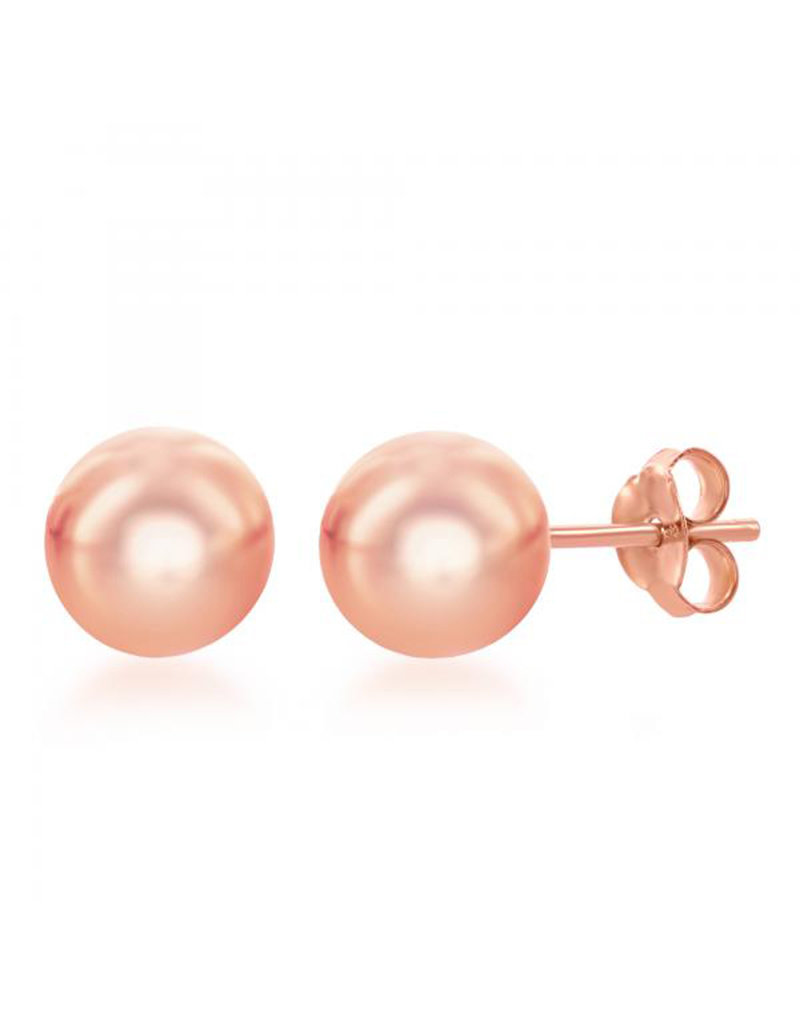 Sterling Silver Ball Stud Earrings with 14k Rose Gold Vermeil Finish 10mm