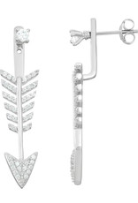 Sterling Silver Dangle Arrow CZ Post Earrings