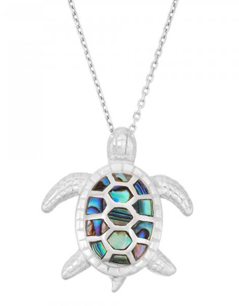 Sterling Silver Turtle Abalone Pendant 23mm (Chain Sold Separately)