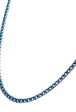 Men's Stainless Steel 6mm Diamond Cut Blue Curb Chain Necklace 22"