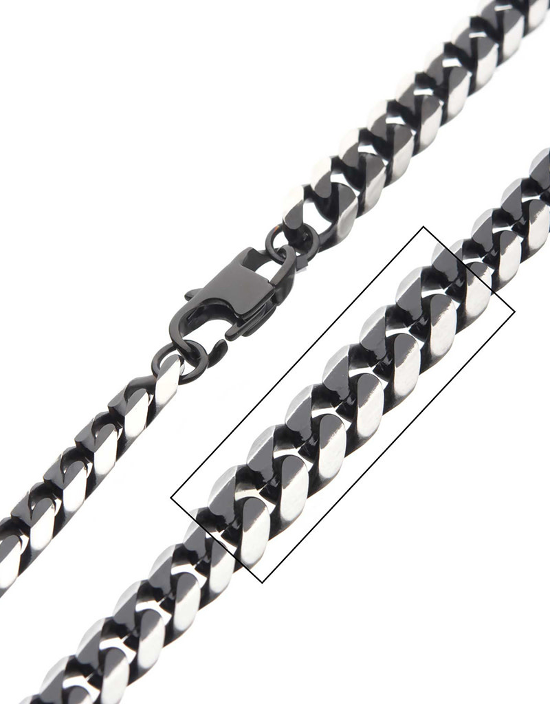 8mm Black Curb Necklace 22"