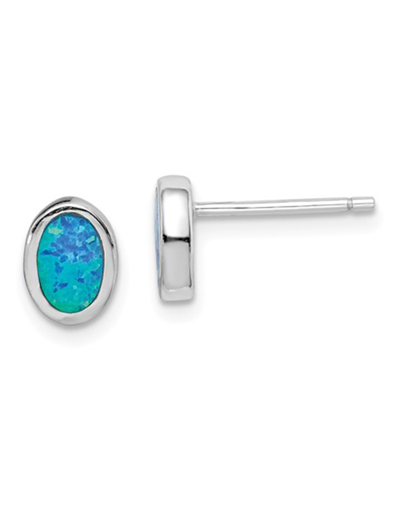 Opal Oval Post Earrings 7mm