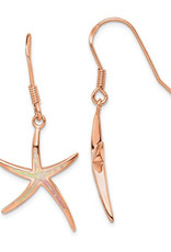 Sterling Silver Pink Synthetic Opal Starfish Earrings 23mm