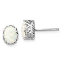 Oval Synthetic Opal Post Earrings 9mm