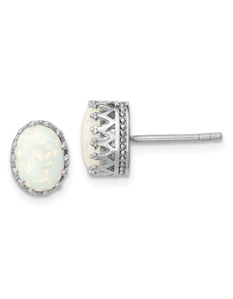 Oval Synthetic Opal Post Earrings 9mm