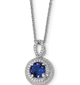 Round Blue CZ Necklace