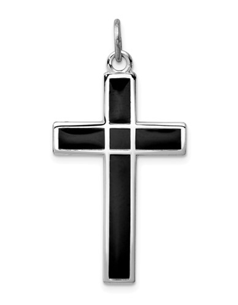 Black Enamel Cross Pendant 31mm