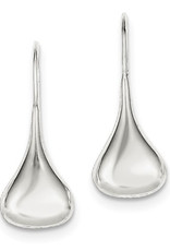 Sterling Silver Puffed Teardrop Earrings 36mm