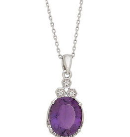 Oval Amethyst and White Topaz Necklace