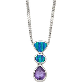 Opal and Purple CZ Necklace