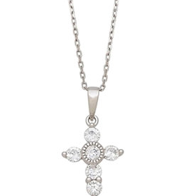 Mini Cross with CZ Necklace 18"